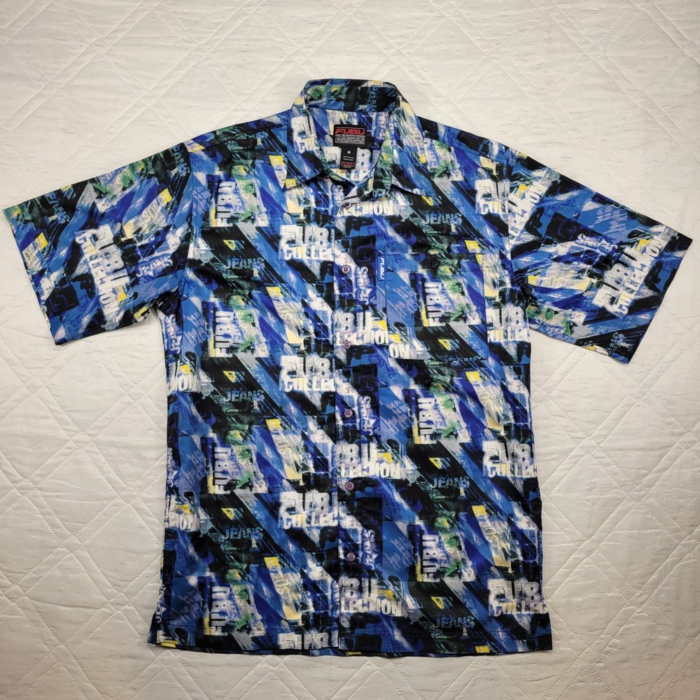 FUBU Hawaiian shirt w/ FUBU logo‎ design men's M